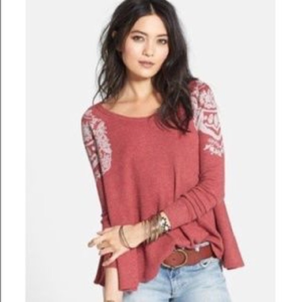 Red Rockabilly waffle knit thermal we the free